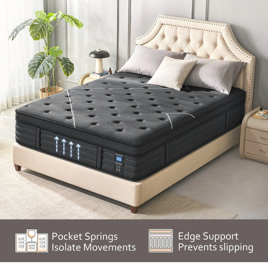 Slecofom 14 inch Firm to Extra Firm Feel Hybrid Mattress