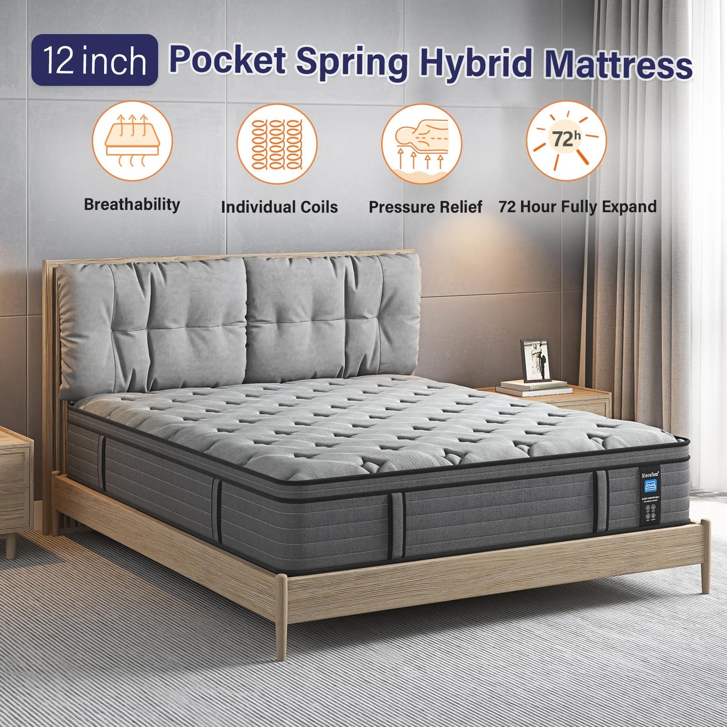 12 Inch Firm Innerspring Mattress Motion Isolation Fiberglass-Free