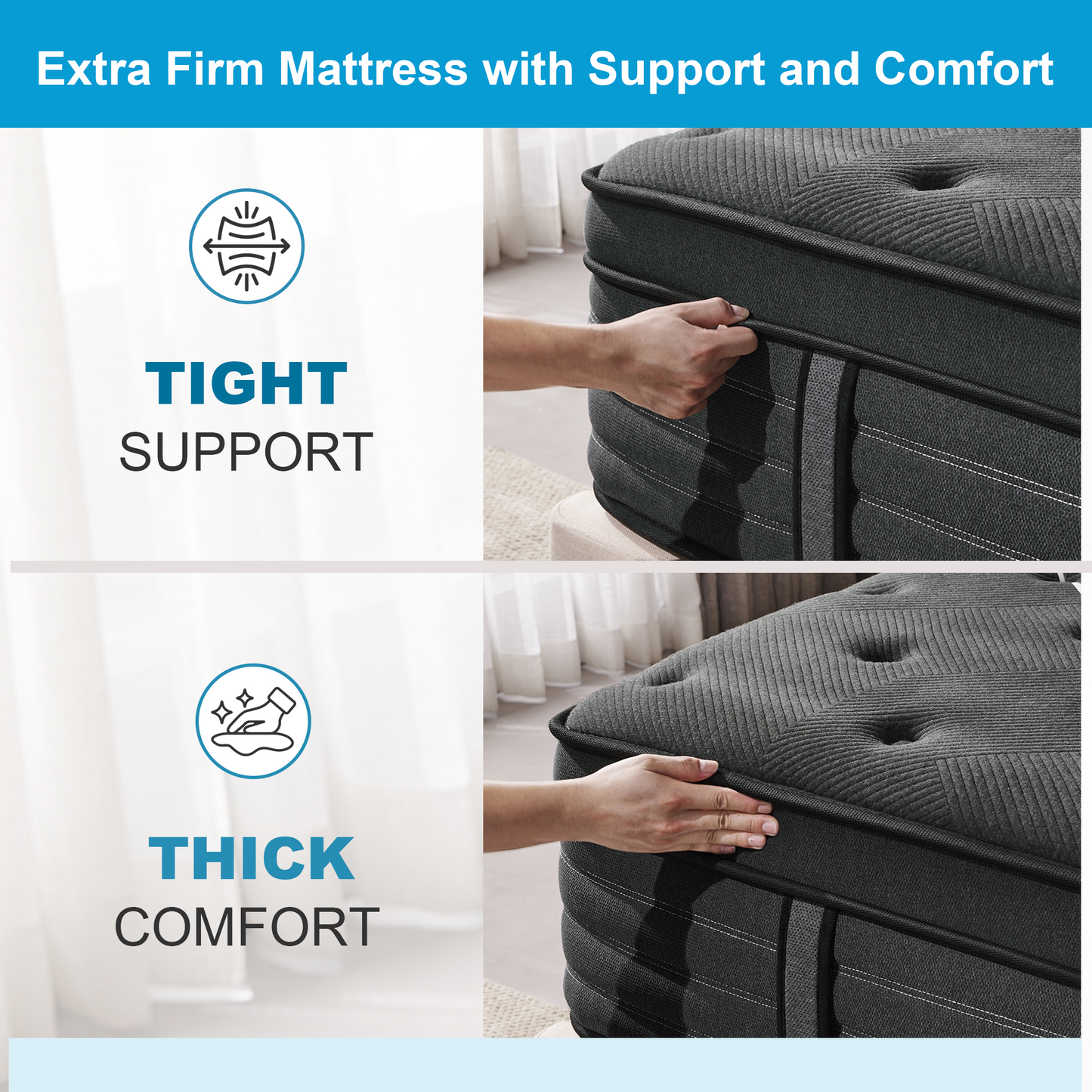Slecofom 14 inch Firm to Extra Firm Feel Hybrid Mattress