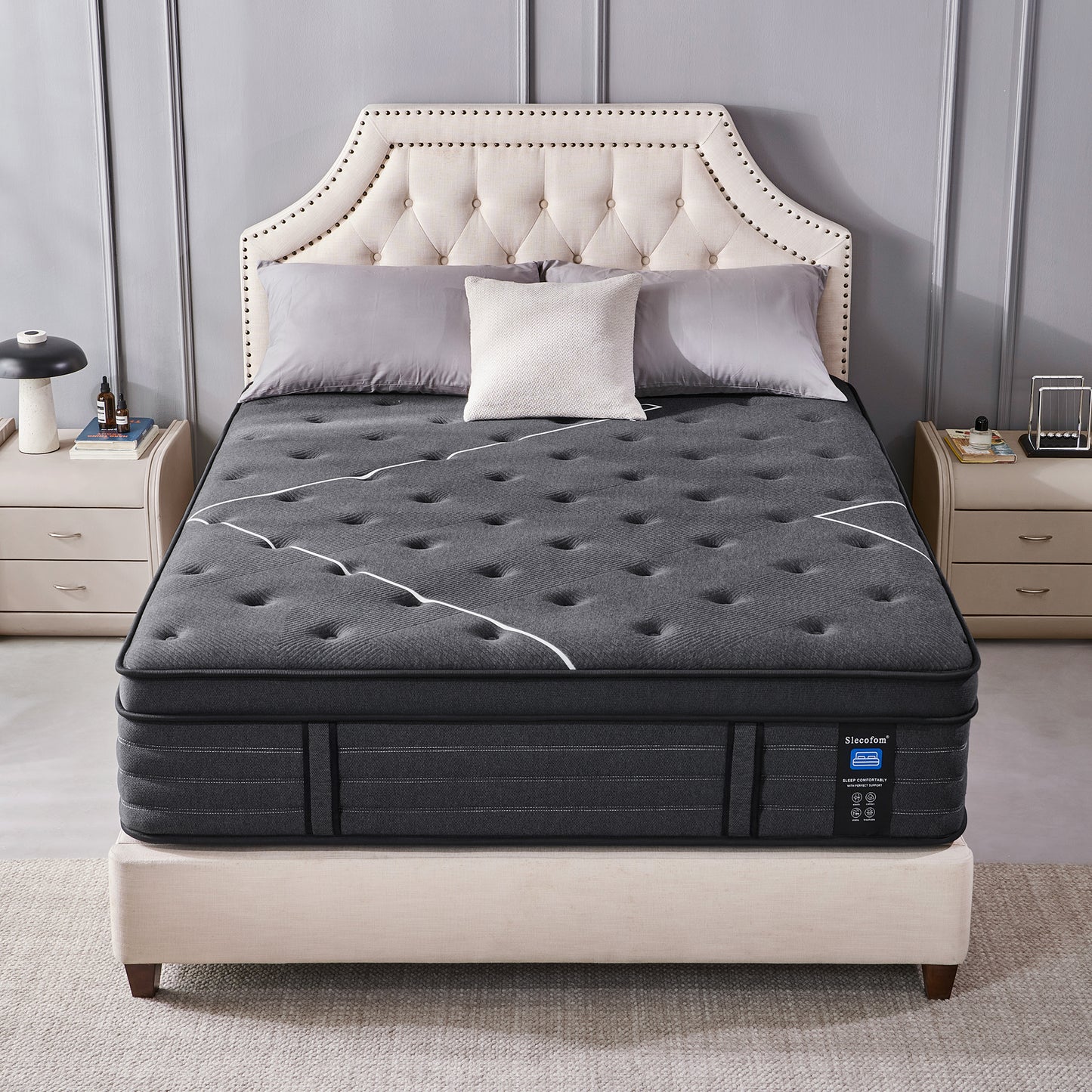 Slecofom 14 inch Firm to Extra Firm Feel Hybrid Mattress