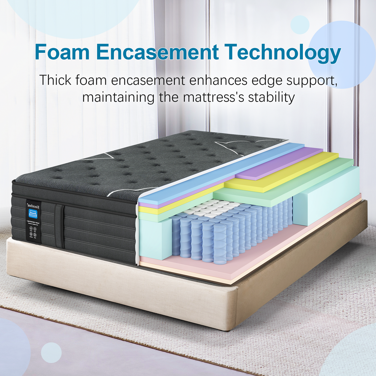 Slecofom 14 inch Firm to Extra Firm Feel Hybrid Mattress