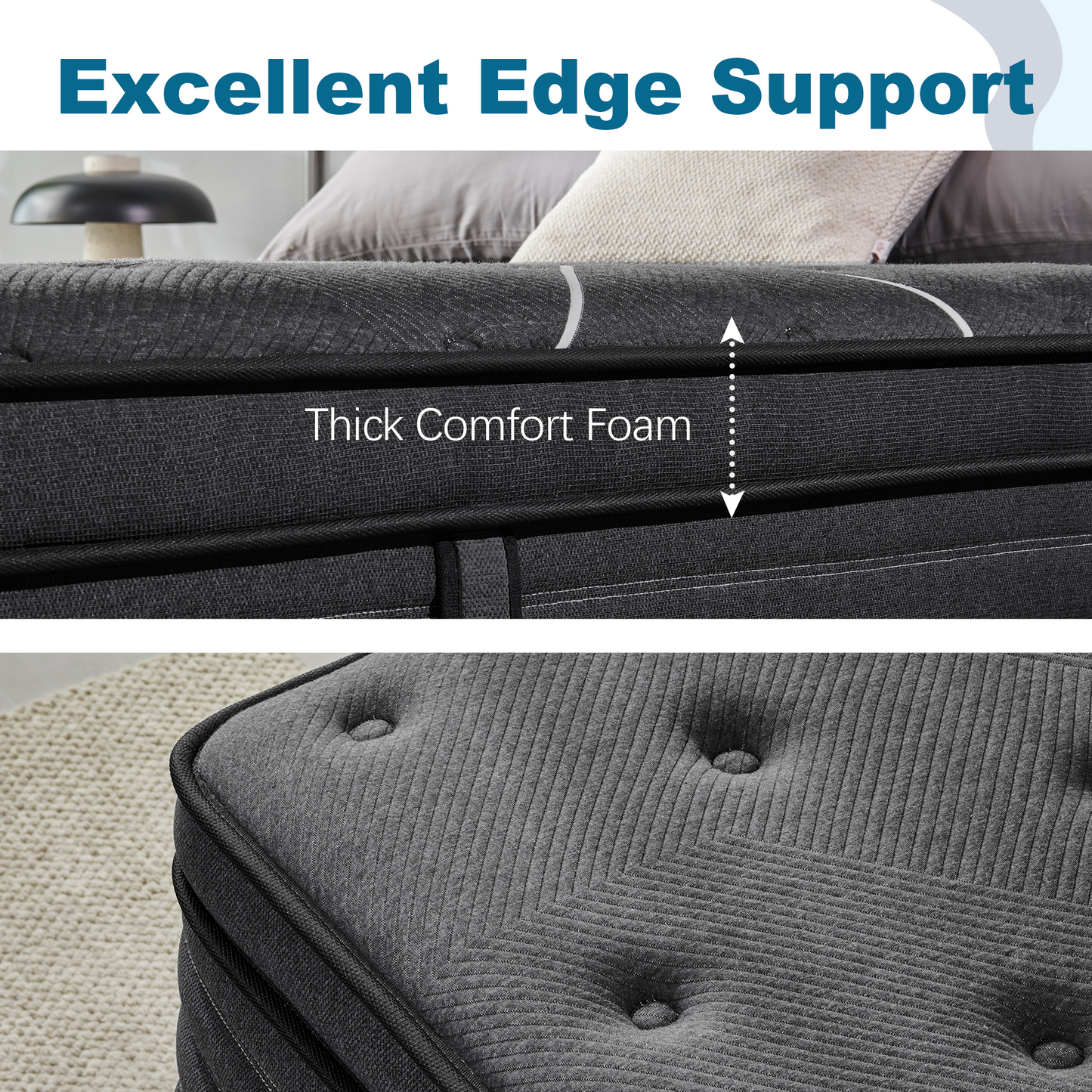 Slecofom 14 inch Firm to Extra Firm Feel Hybrid Mattress