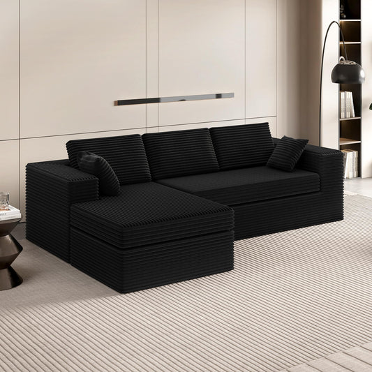 L-Shape Compressed Sofa, Chaise Lounge with Cushions, No Assembly Required