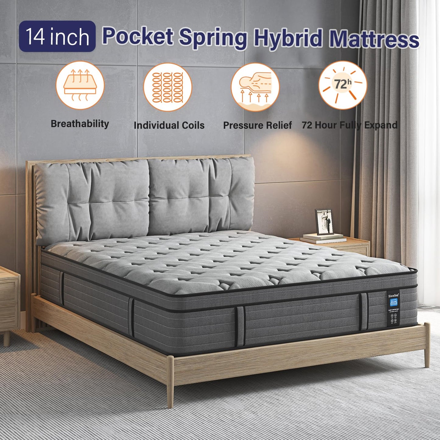 14 Inch Firm Innerspring Mattress Motion Isolation Fiberglass-Free