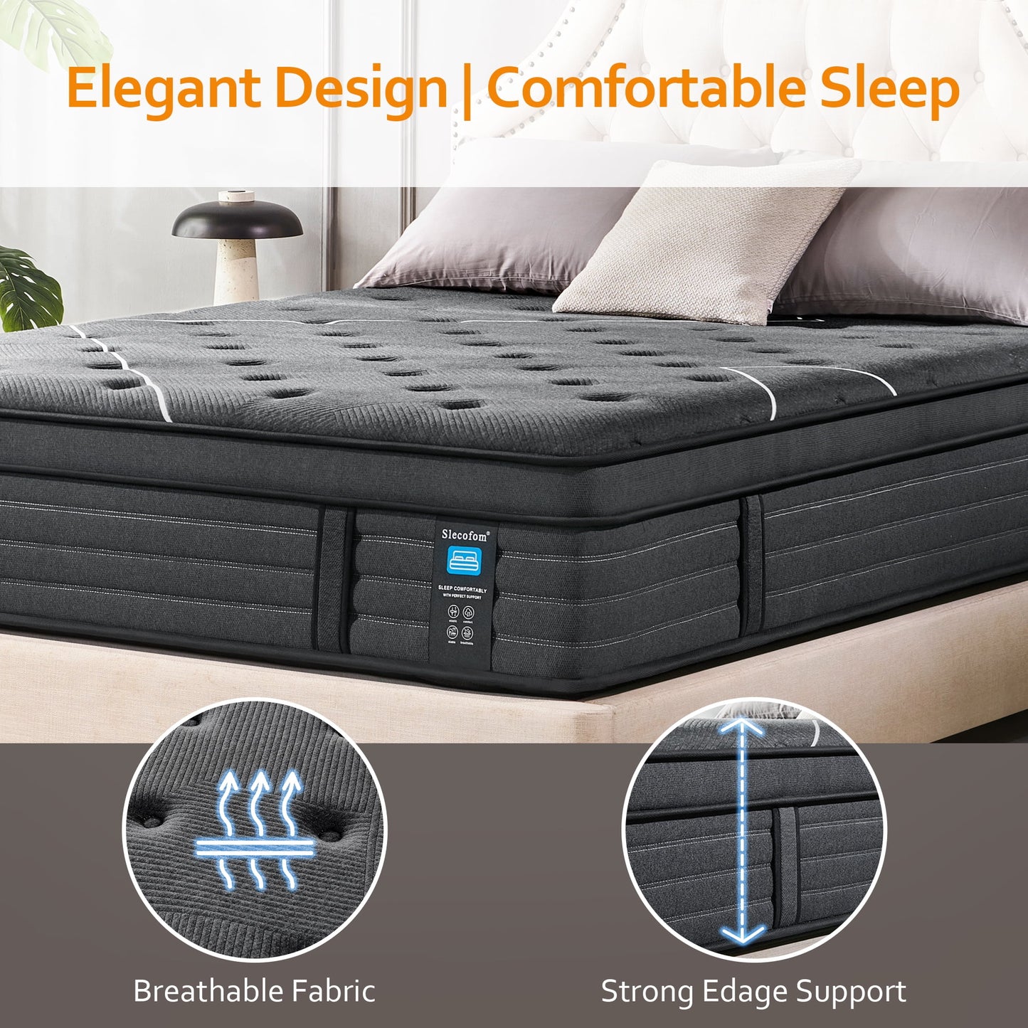 Slecofom 14 inch Firm to Extra Firm Feel Hybrid Mattress